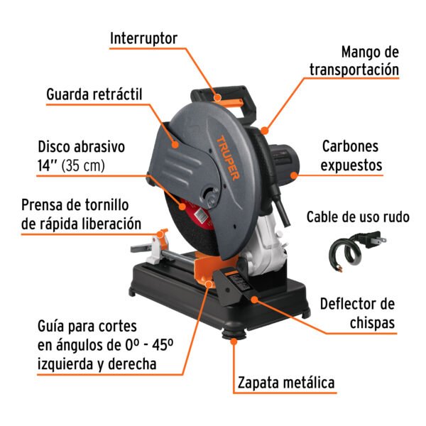 CM-14N+FC1 Tronzadora / cortadora de metales 14", mango en "D", 2200 W