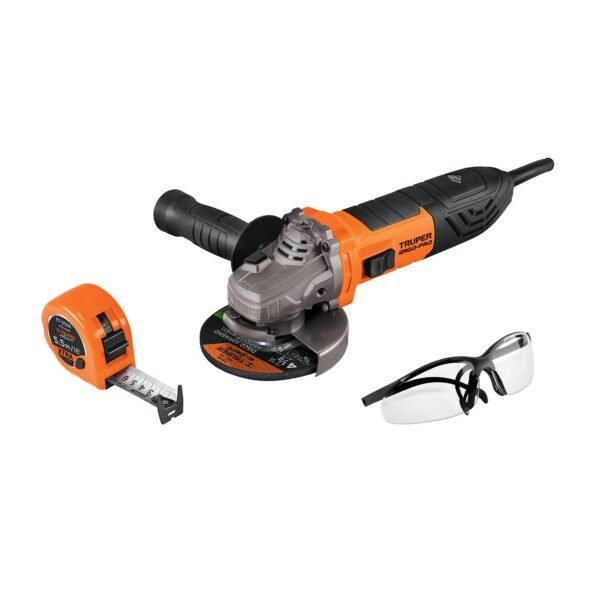 COMBOE-4580ALF Combo pulidora/esmeriladora 4-1/2", 850W,lentes y flexómetro,ERGO-PRO