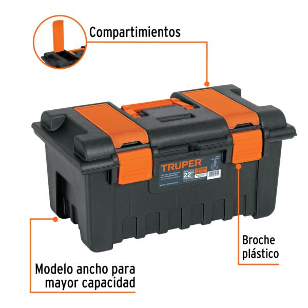 Caja para herramienta de 22" con compartimentos, TRUPER